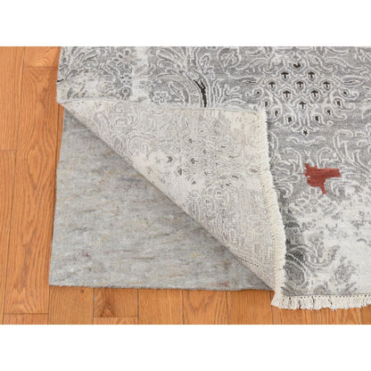 Modern and Contemporary Wool & Art Silk Hand Knotted Rug Grey No Border 8.9X11.10 -O087091