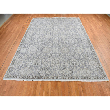 Oushak And Peshawar Wool & Silk Hand Knotted Rug Grey No Border 9.1X12.5 -O087093