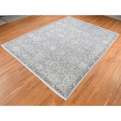 Oushak And Peshawar Wool & Silk Hand Knotted Rug Grey No Border 9.1X12.5 -O087093