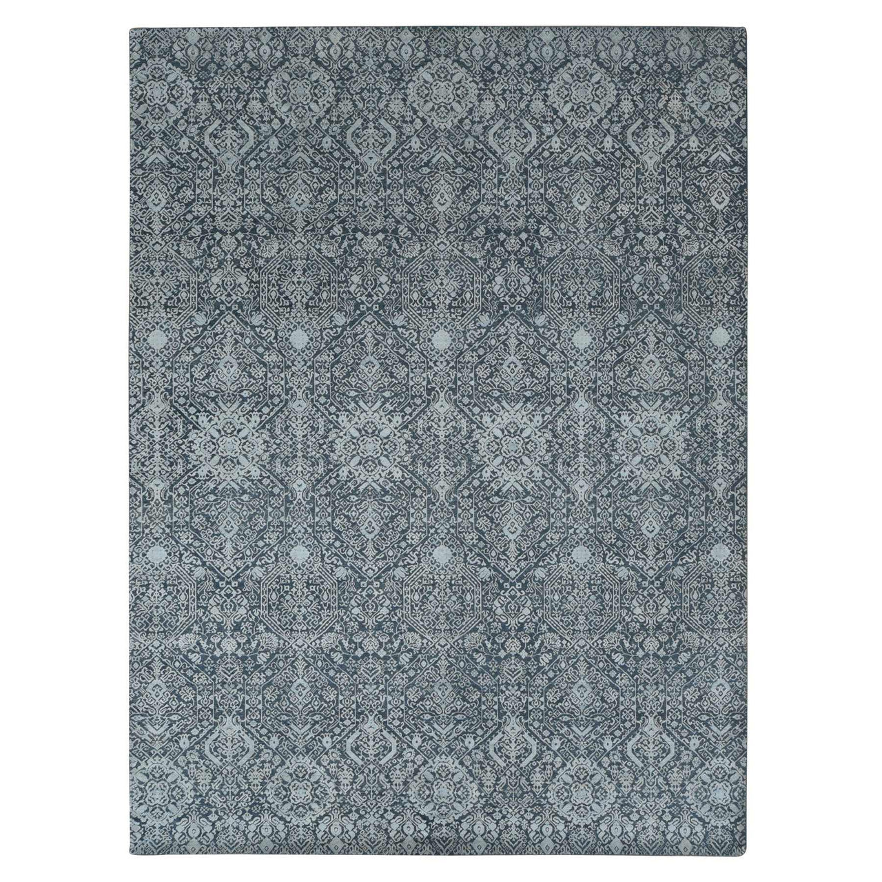 Gray 9'0" x 12'2" Modern and Contemporary Hand knotted Wool/Silk Rug - Sku: O087094