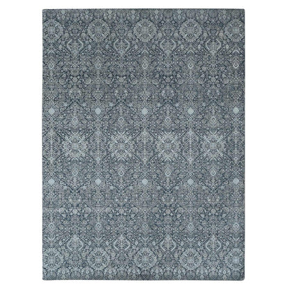 Modern and Contemporary Wool & Silk Hand Knotted Rug Grey No Border 9.0X12.2 -O087094