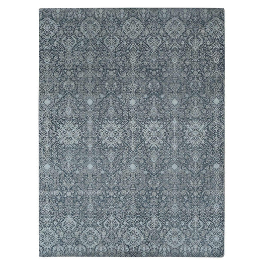 Modern and Contemporary Wool & Silk Hand Knotted Rug Grey No Border 9.0X12.2 -O087094