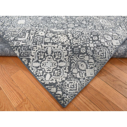 Modern and Contemporary Wool & Silk Hand Knotted Rug Grey No Border 9.0X12.2 -O087094