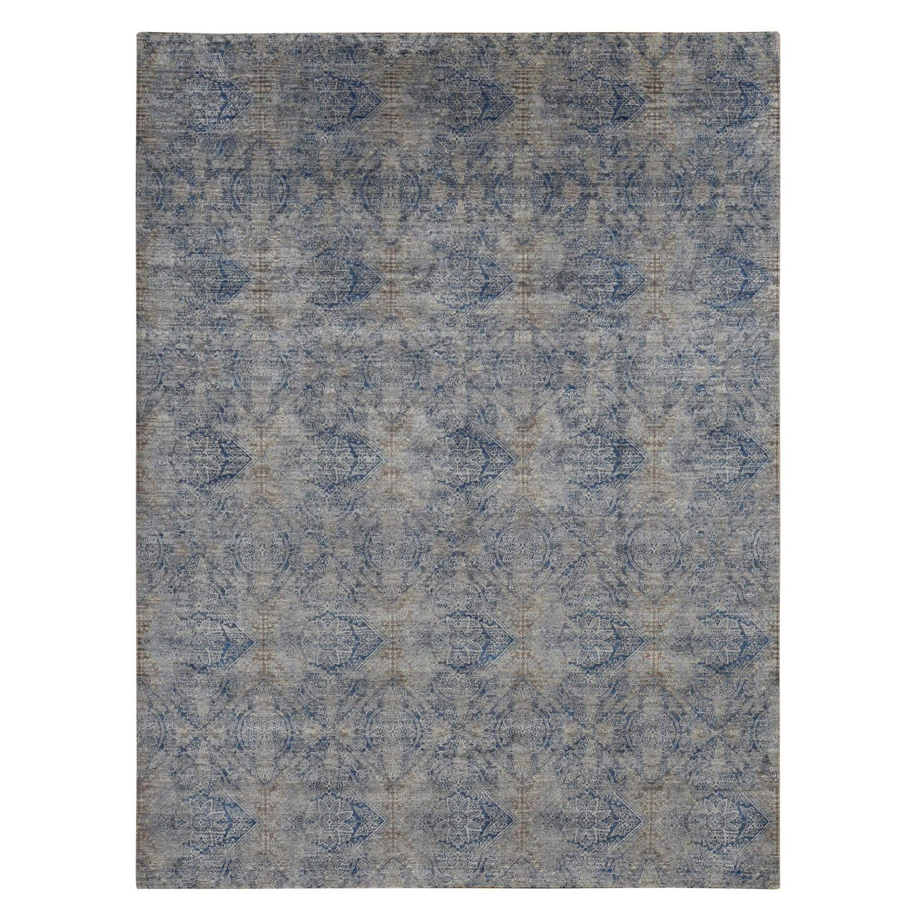 Gray 9'0" x 12'0" Modern and Contemporary Hand knotted Wool/Silk Rug - Sku: O087095