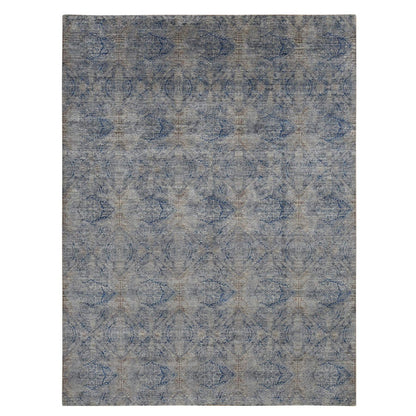 Modern and Contemporary Wool & Silk Hand Knotted Rug Grey No Border 9.0X12.0 -O087095