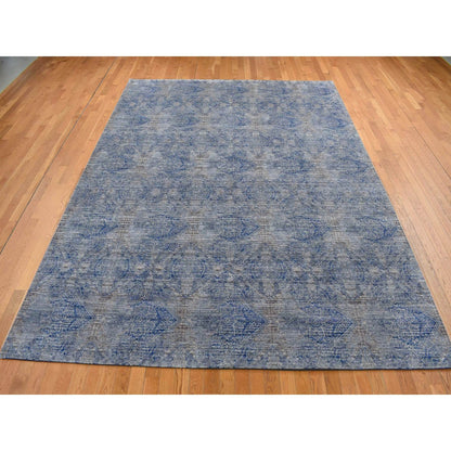Modern and Contemporary Wool & Silk Hand Knotted Rug Grey No Border 9.0X12.0 -O087095