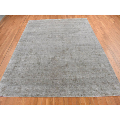 Modern and Contemporary Wool & Silk Hand Knotted Rug Grey No Border 9.0X12.0 -O087096