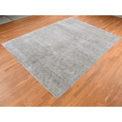 Modern and Contemporary Wool & Silk Hand Knotted Rug Grey No Border 9.0X12.0 -O087096