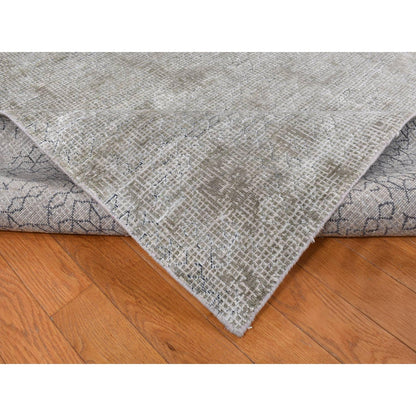 Modern and Contemporary Wool & Silk Hand Knotted Rug Grey No Border 9.0X12.0 -O087096