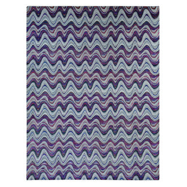 Modern and Contemporary Wool & Silk Hand Knotted Rug Ivory No Border 9.0X11.10 -O087100