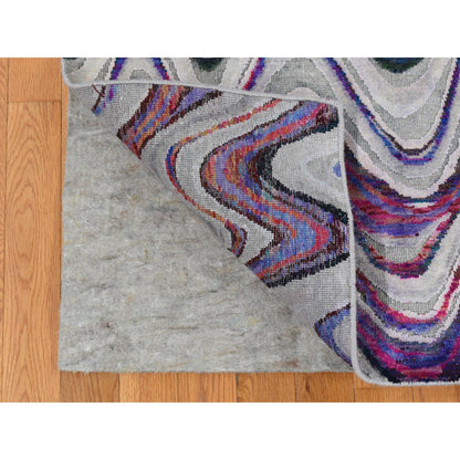 Modern and Contemporary Wool & Silk Hand Knotted Rug Ivory No Border 9.0X11.10 -O087100