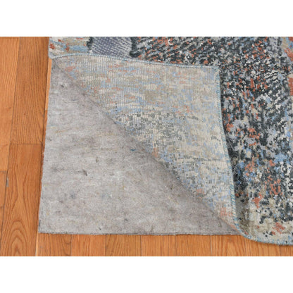 Modern and Contemporary Wool & Silk Hand Knotted Rug Grey No Border 9.0X12.2 -O087102