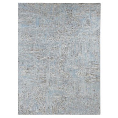 Modern and Contemporary Wool & Silk Hand Knotted Rug Blue No Border 8.9X12.0 -O087103