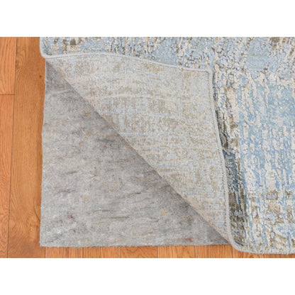 Modern and Contemporary Wool & Silk Hand Knotted Rug Blue No Border 8.9X12.0 -O087103