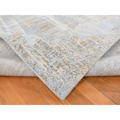 Modern and Contemporary Wool & Silk Hand Knotted Rug Blue No Border 8.9X12.0 -O087103