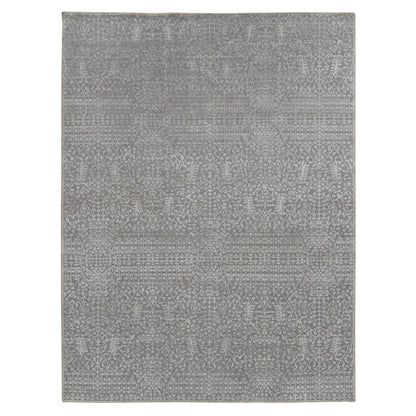 Modern and Contemporary Wool & Silk Hand Knotted Rug Grey No Border 9.0X12.1 -O087104