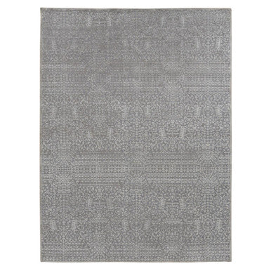 Modern and Contemporary Wool & Silk Hand Knotted Rug Grey No Border 9.0X12.1 -O087104