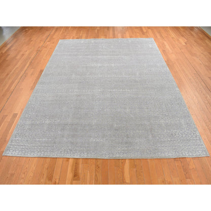 Modern and Contemporary Wool & Silk Hand Knotted Rug Grey No Border 9.0X12.1 -O087104