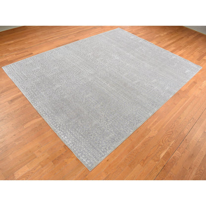 Modern and Contemporary Wool & Silk Hand Knotted Rug Grey No Border 9.0X12.1 -O087104