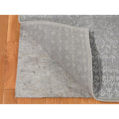 Modern and Contemporary Wool & Silk Hand Knotted Rug Grey No Border 9.0X12.1 -O087104