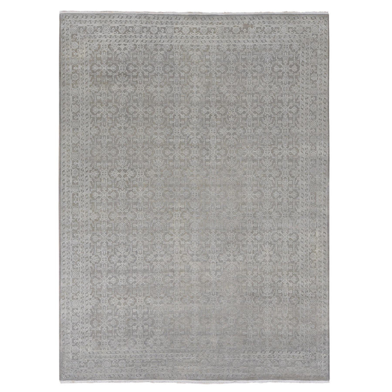 Gray 8'10" x 12'0" Modern and Contemporary Hand knotted Wool/Silk Rug - Sku: O087105