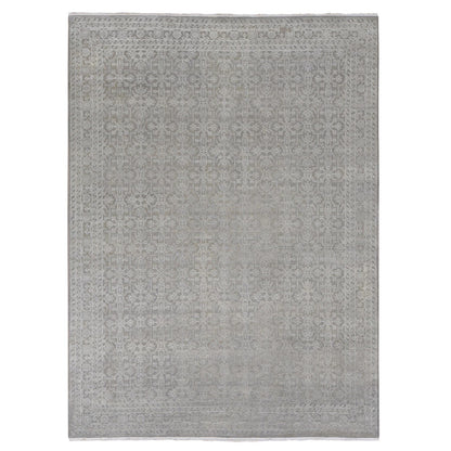 Modern and Contemporary Wool & Silk Hand Knotted Rug Grey Gray 8.10X12.0 -O087105