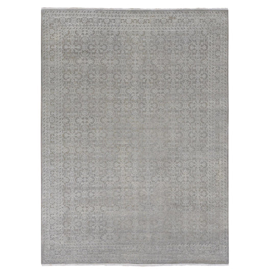 Modern and Contemporary Wool & Silk Hand Knotted Rug Grey Gray 8.10X12.0 -O087105