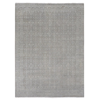 Modern and Contemporary Wool & Silk Hand Knotted Rug Grey Gray 8.10X12.0 -O087105