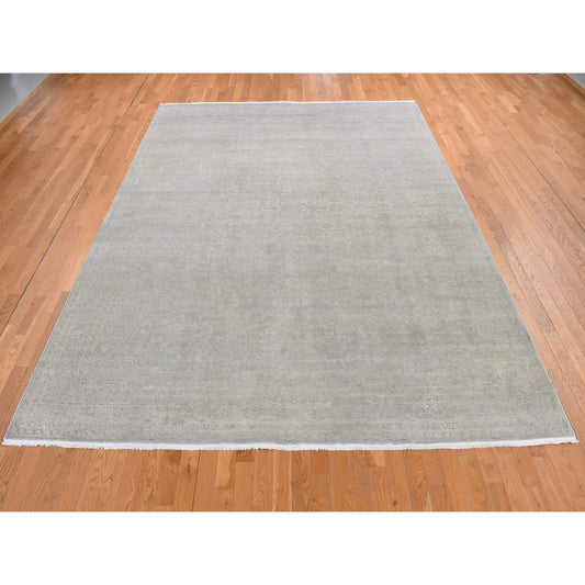 Modern and Contemporary Wool & Silk Hand Knotted Rug Grey Gray 8.10X12.0 -O087105