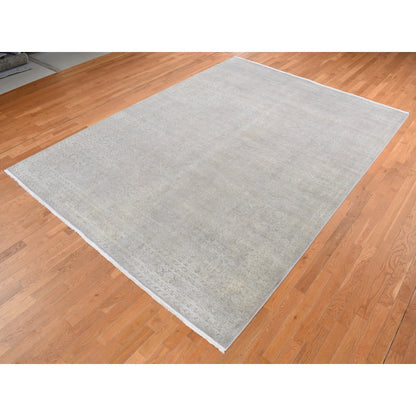 Modern and Contemporary Wool & Silk Hand Knotted Rug Grey Gray 8.10X12.0 -O087105
