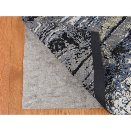 Modern and Contemporary Wool & Silk Hand Knotted Rug Grey No Border 9.0X12.1 -O087107