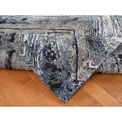 Modern and Contemporary Wool & Silk Hand Knotted Rug Grey No Border 9.0X12.1 -O087107