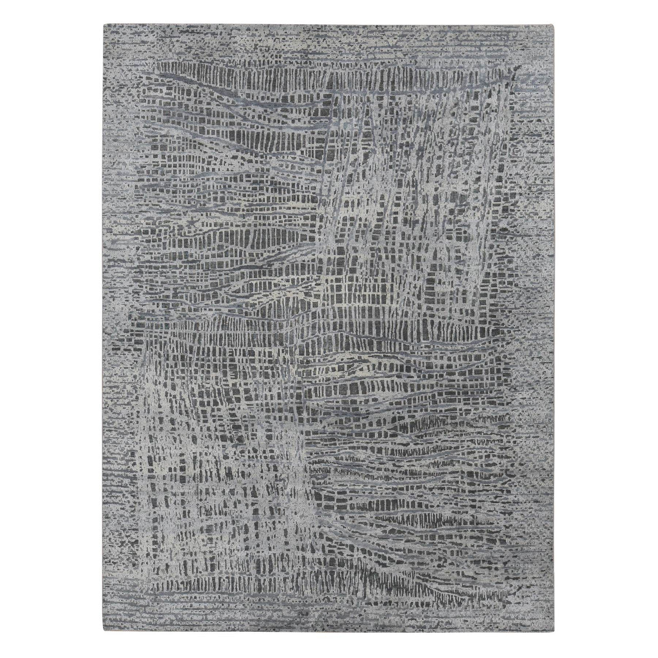 Gray 8'10" x 12'2" Modern and Contemporary Hand knotted Wool/Silk Rug - Sku: O087108