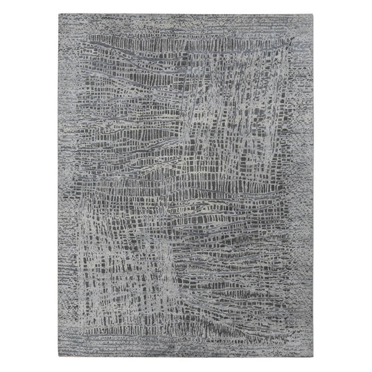 Modern and Contemporary Wool & Silk Hand Knotted Rug Grey No Border 8.10X12.2 -O087108
