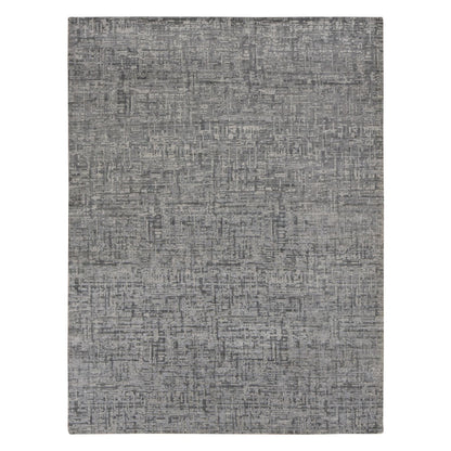 Modern and Contemporary Wool & Silk Hand Knotted Rug Grey No Border 9.2X12.4 -O087109
