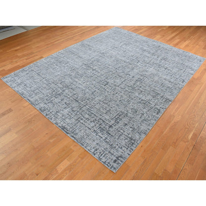 Modern and Contemporary Wool & Silk Hand Knotted Rug Grey No Border 9.2X12.4 -O087109