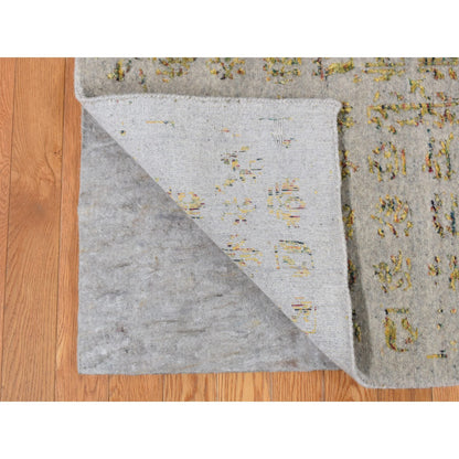 Transitional Wool & Silk Hand Loomed Rug Grey No Border 9.10X14.0 -O087112