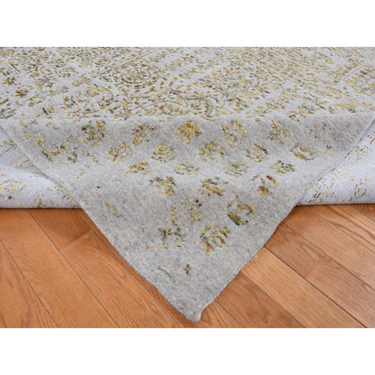 Transitional Wool & Silk Hand Loomed Rug Grey No Border 9.10X14.0 -O087112