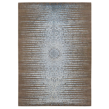 Modern and Contemporary Wool & Silk Hand Knotted Rug Brown No Border 8.1X11.7 -O087113