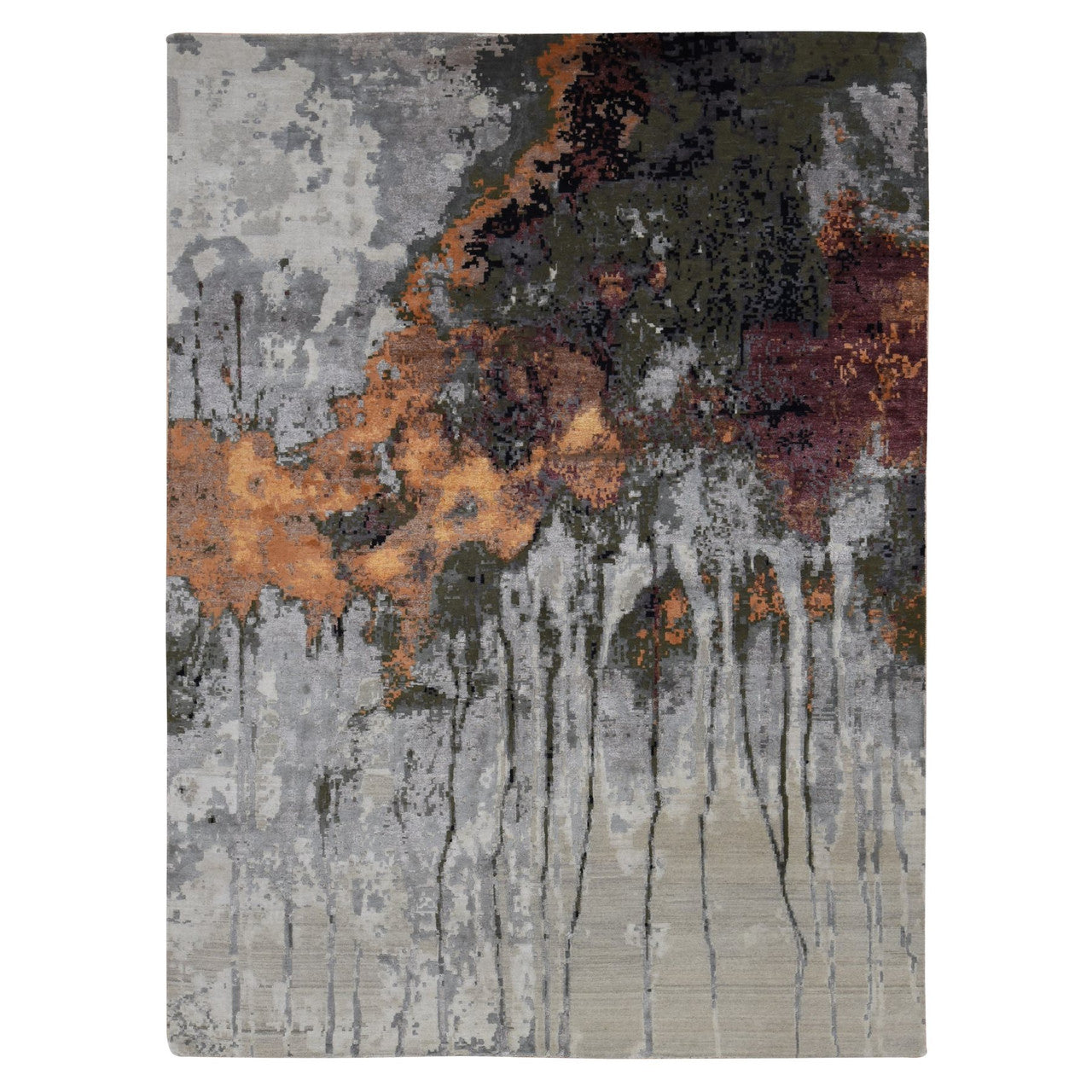 Gray 8'10" x 12'3" Modern and Contemporary Hand knotted Wool/Silk Rug - Sku: O087114