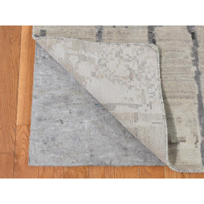 Modern and Contemporary Wool & Silk Hand Knotted Rug Grey No Border 8.10X12.3 -O087114