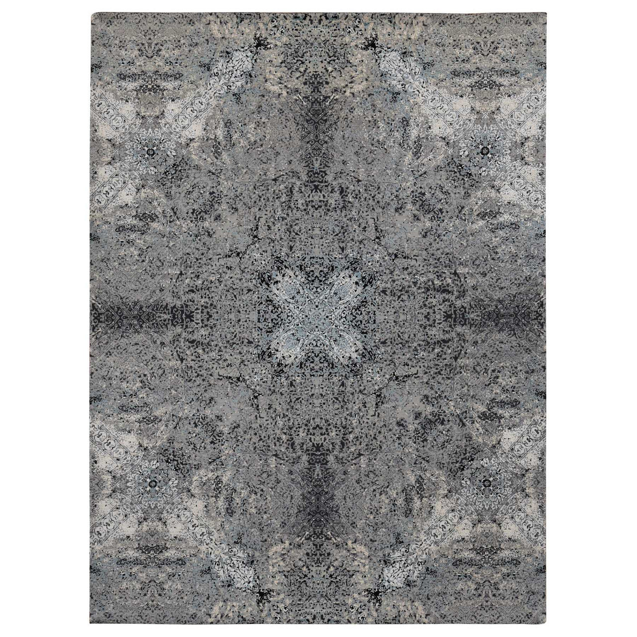 Gray 9'1" x 12'2" Modern and Contemporary Hand knotted Wool/Silk Rug - Sku: O087115