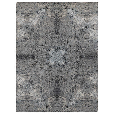 Modern and Contemporary Wool & Silk Hand Knotted Rug Grey No Border 9.1X12.2 -O087115