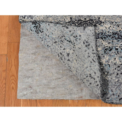 Modern and Contemporary Wool & Silk Hand Knotted Rug Grey No Border 9.1X12.2 -O087115