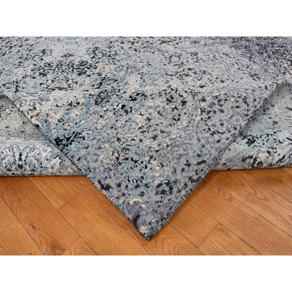 Modern and Contemporary Wool & Silk Hand Knotted Rug Grey No Border 9.1X12.2 -O087115