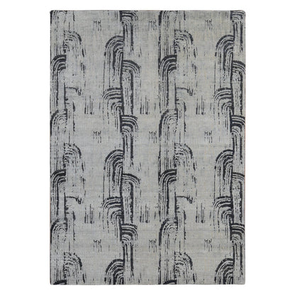 Modern and Contemporary Wool & Pure Silk Hand Knotted Rug Grey No Border 8.9X12.2 -O087117