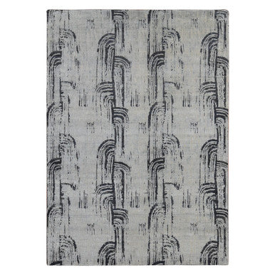 Modern and Contemporary Wool & Pure Silk Hand Knotted Rug Grey No Border 8.9X12.2 -O087117