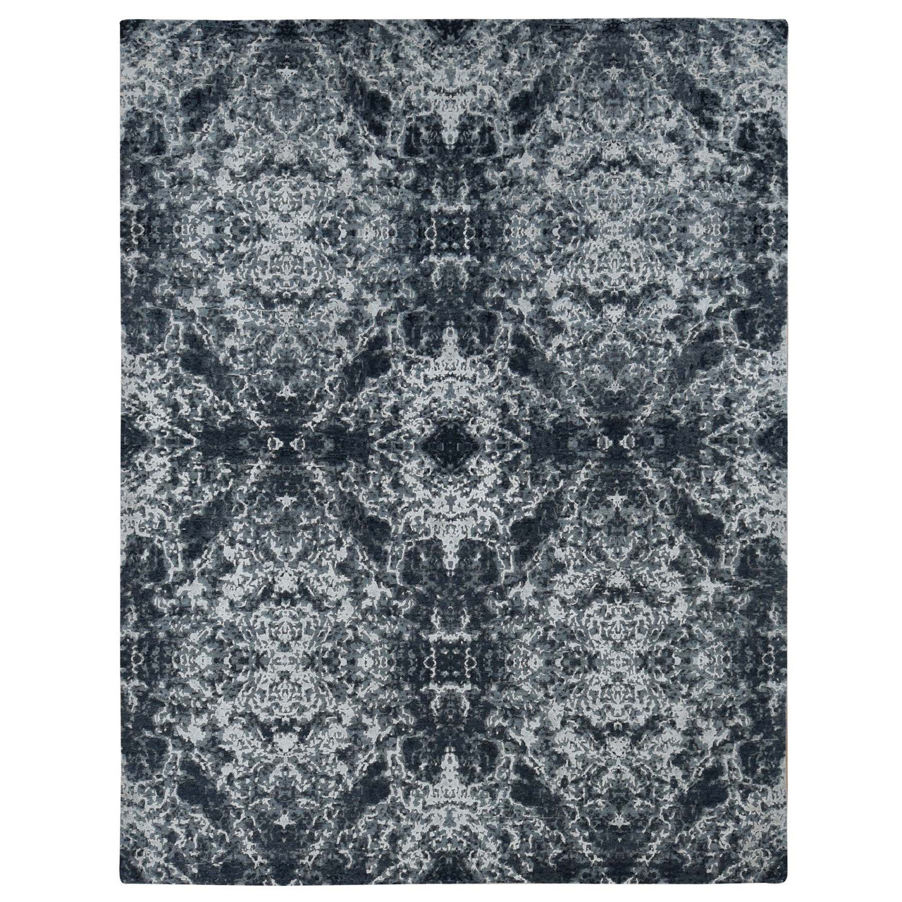 Black 9'2" x 12'0" Modern and Contemporary Hand knotted Wool/Silk Rug - Sku: O087119