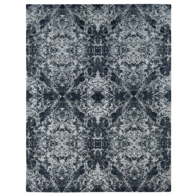 Modern and Contemporary Wool & Silk Hand Knotted Rug Black No Border 9.2X12.0 -O087119