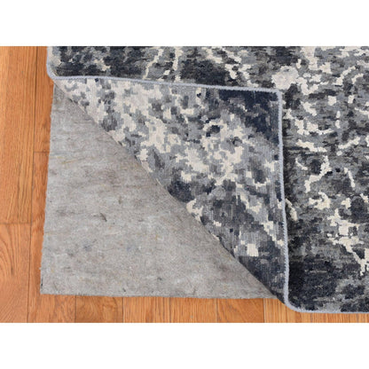 Modern and Contemporary Wool & Silk Hand Knotted Rug Black No Border 9.2X12.0 -O087119